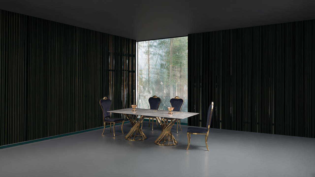 Luxury yemek odası takımı, geniş showroom
